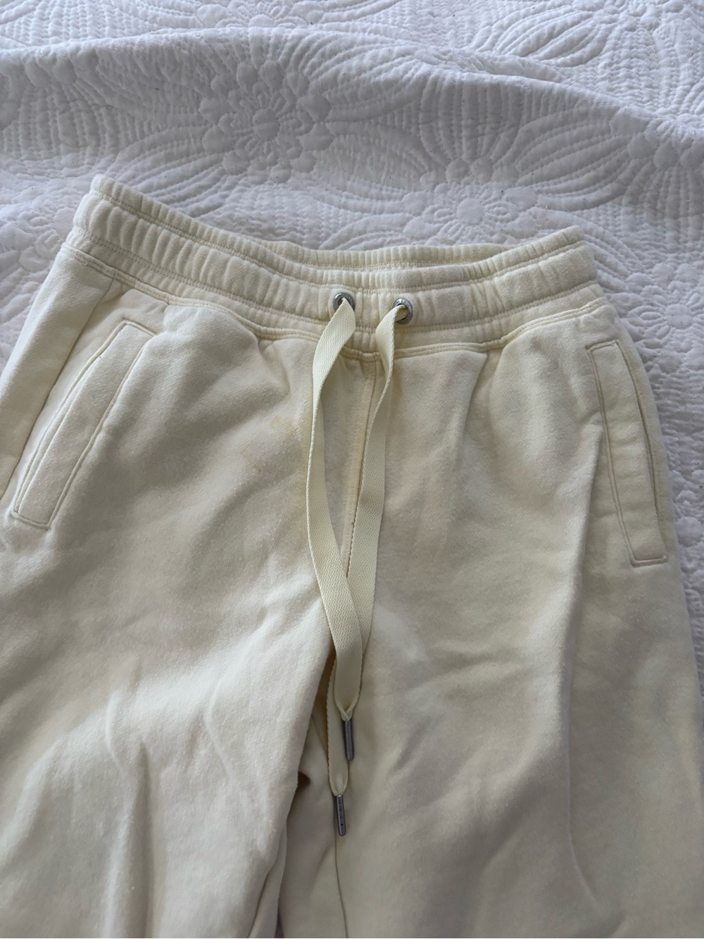 Calvin Klein Butter Yellow Cotton Wide Leg Sweatpants